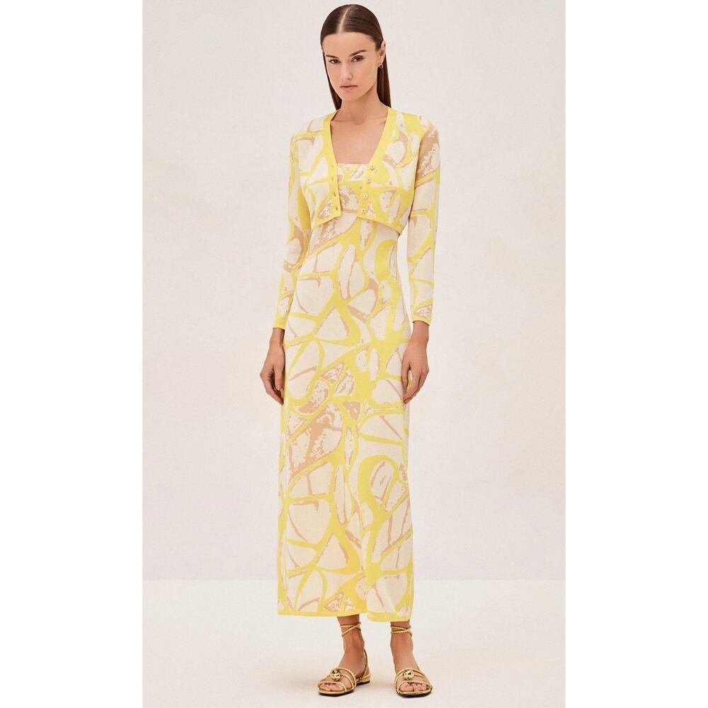 Alexis Yellow and Cream Midi Skirt